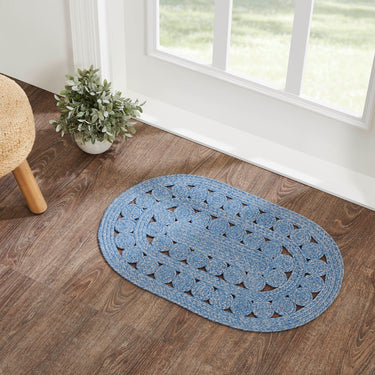 Celeste Blended Blue Indoor/Outdoor Oval Braided Rug 20